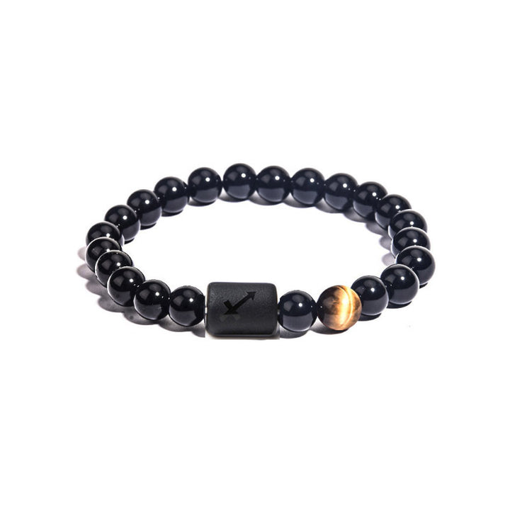 12 Constellations Obsidian Tiger Eye Stone Bracelet