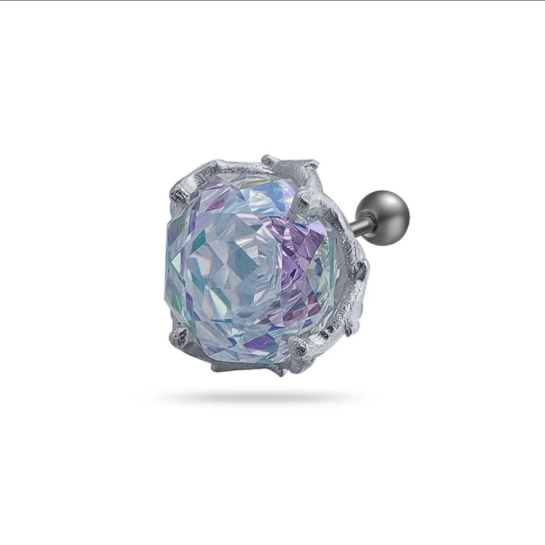Dark Thorn Rose-Cut Single Diamond Screw-back Earring (Unisex)