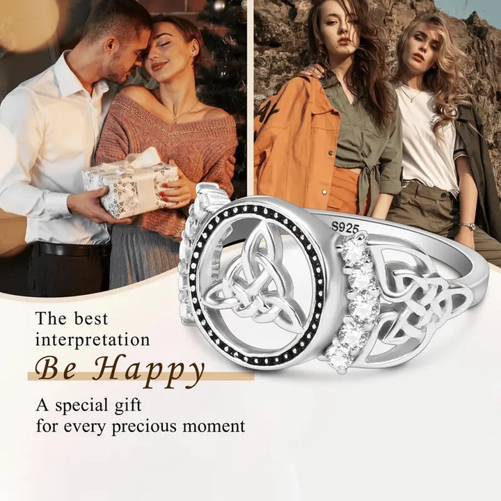 Witch's Knot Cubic Zirconia Ring – Hecate Goddess Celtic Knot Design Vintage Witchy Jewelry for Women