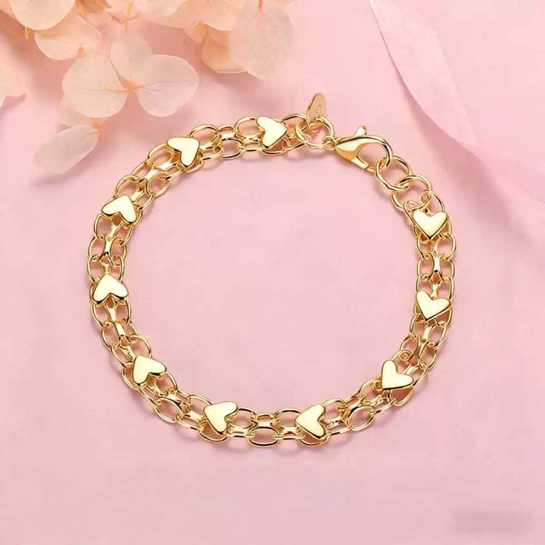 Double Layer Heart Bracelet Set (Light Luxury Sweet Wristband)