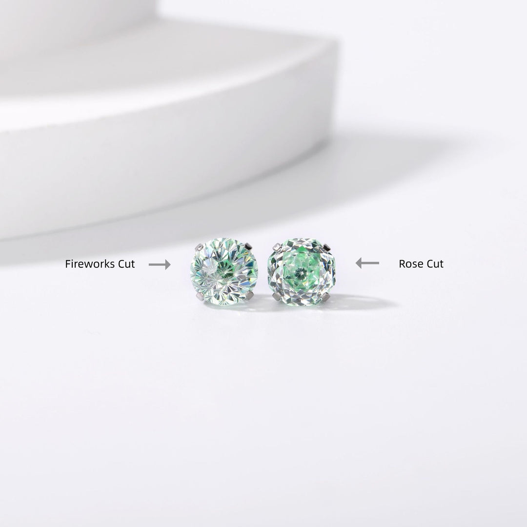 Iridescent Firework Cut Colored Diamond Stud Earrings (Light Luxury Niche Personalized Earrings)