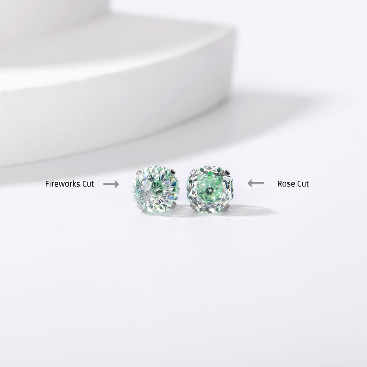 Iridescent Firework Cut Colored Diamond Stud Earrings (Light Luxury Niche Personalized Earrings)