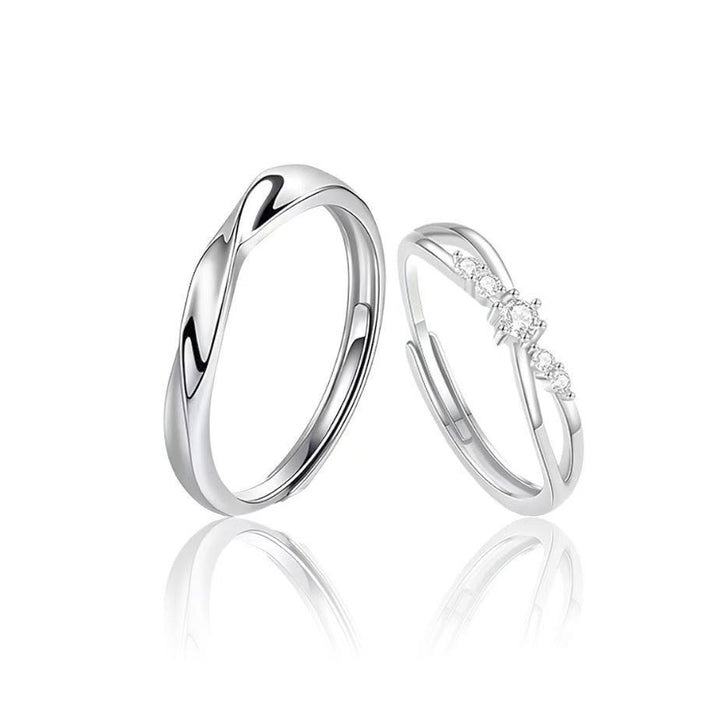 Minimalist Geometric Möbius Ring - Women's Hollow Interwoven Adjustable Couple Ring Set