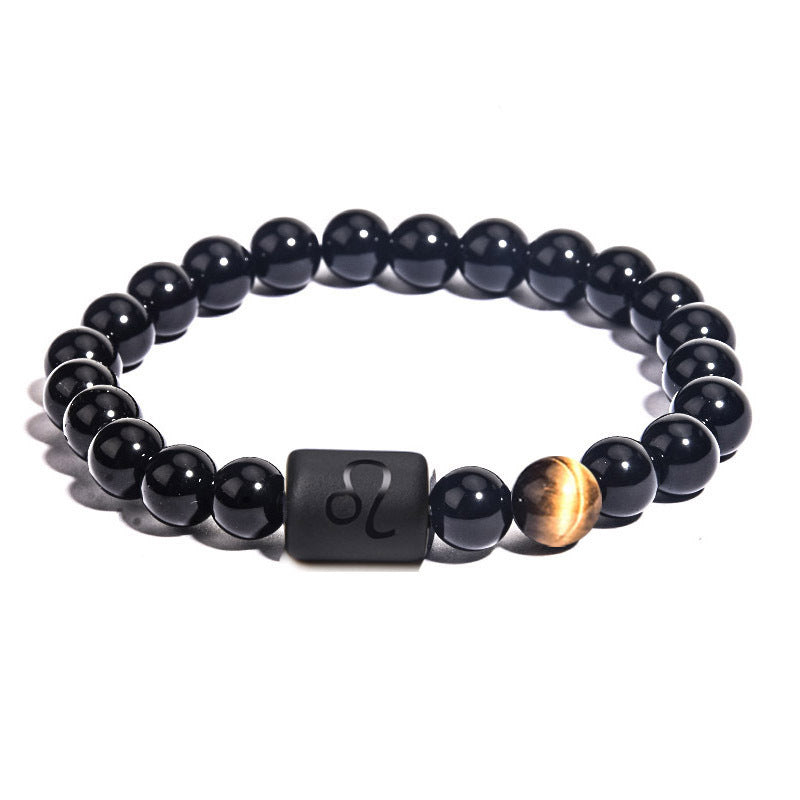 12 Constellations Obsidian Tiger Eye Stone Bracelet
