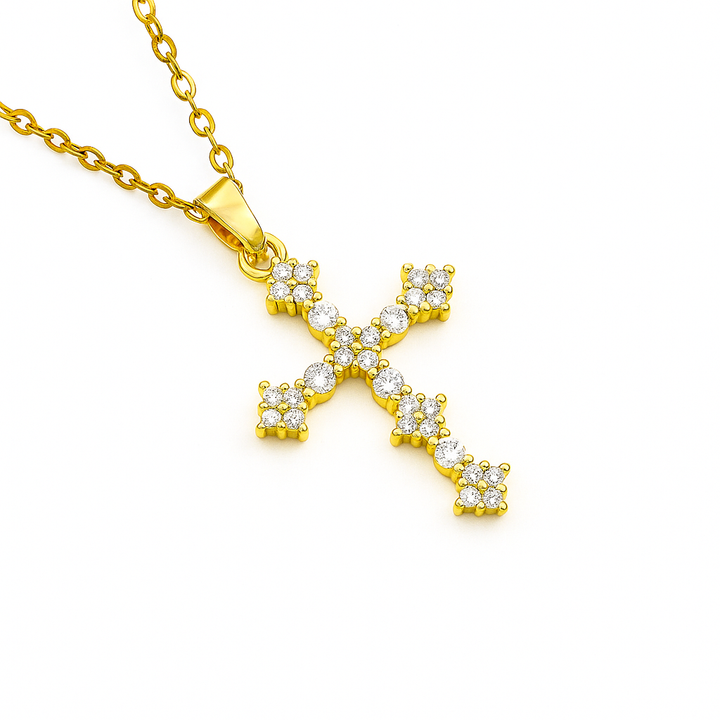 Full Rhinestone Cross Necklace Choker – American Hip-Hop Minimalist Design
