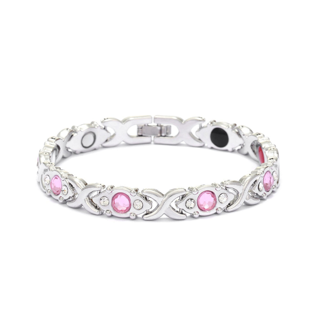 Fashion Detachable Magnetic Energy Bracelet with Zinc Alloy and Rhinestone