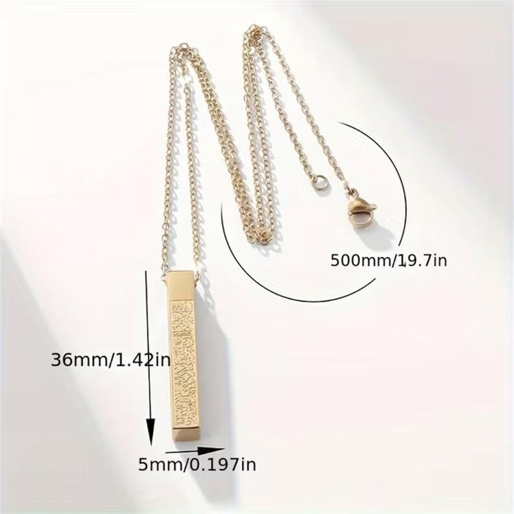 Multi-Color Square Plaque Micro-Carving Necklace