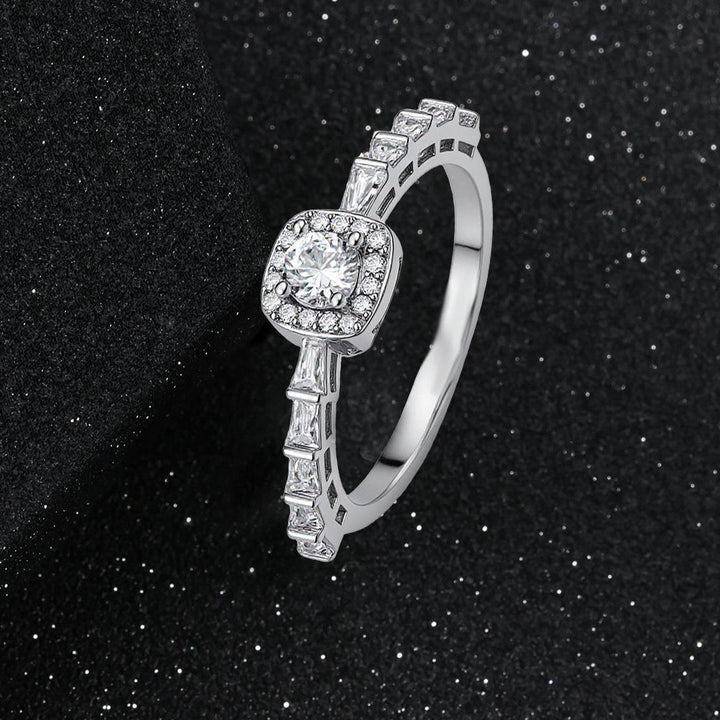 S925 Sterling Silver Sparkling 5A Cubic Zirconia Square Ring for Women