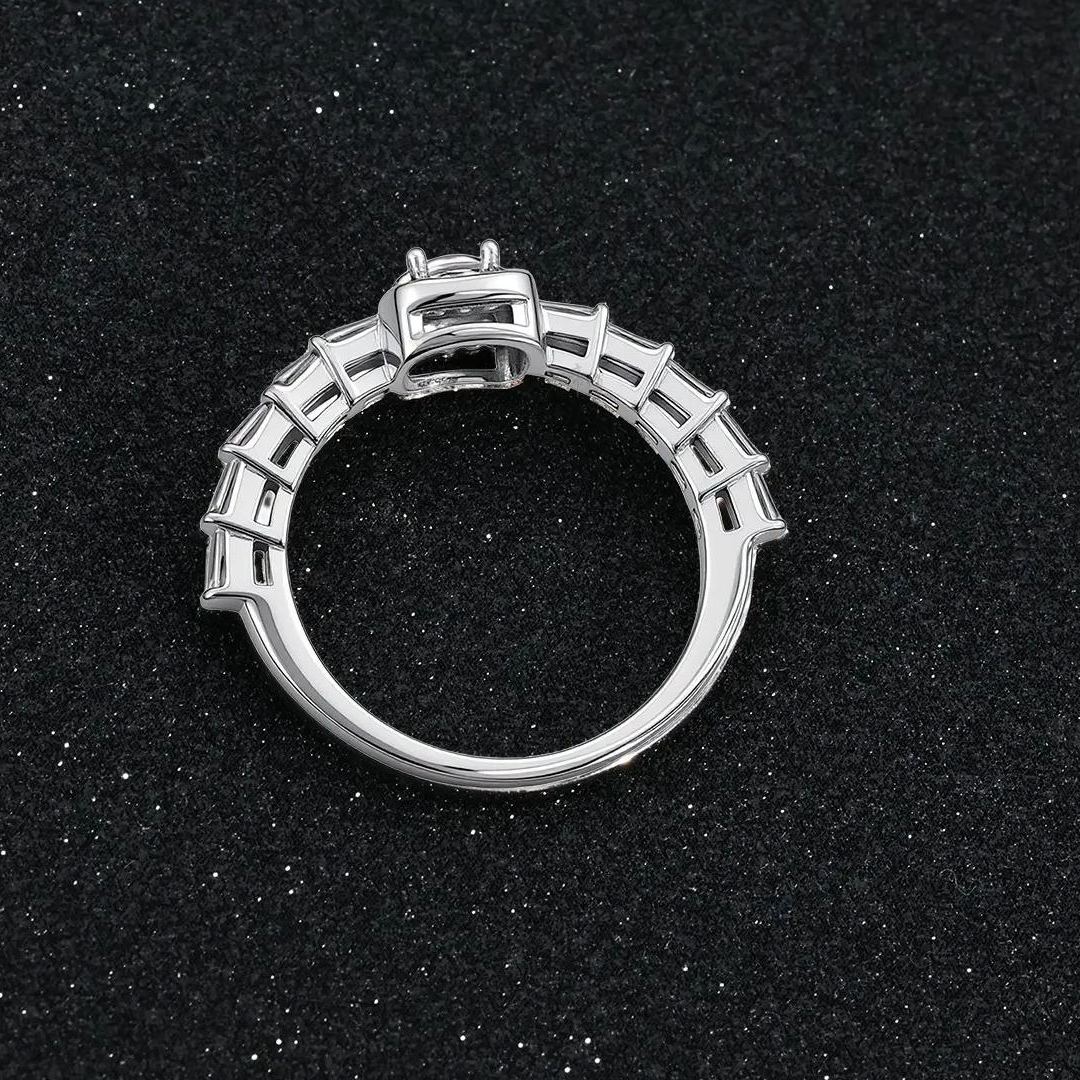 S925 Sterling Silver Sparkling 5A Cubic Zirconia Square Ring for Women