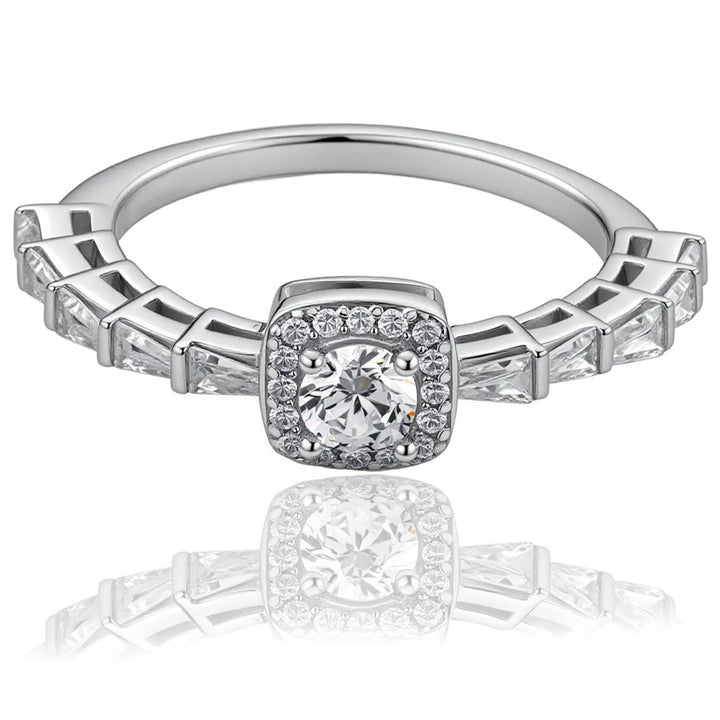 S925 Sterling Silver Sparkling 5A Cubic Zirconia Square Ring for Women