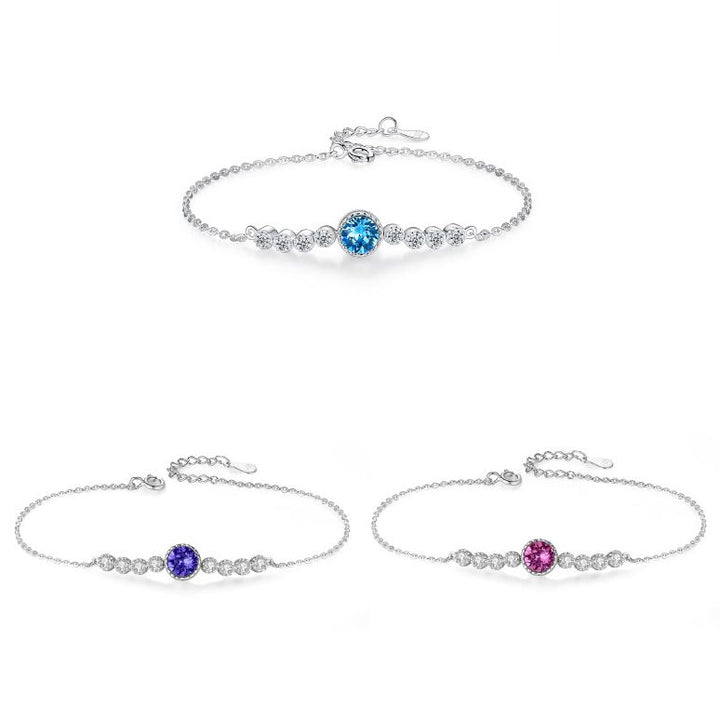 S925 Sterling Silver Ocean Heart Crystal Bracelet for Women