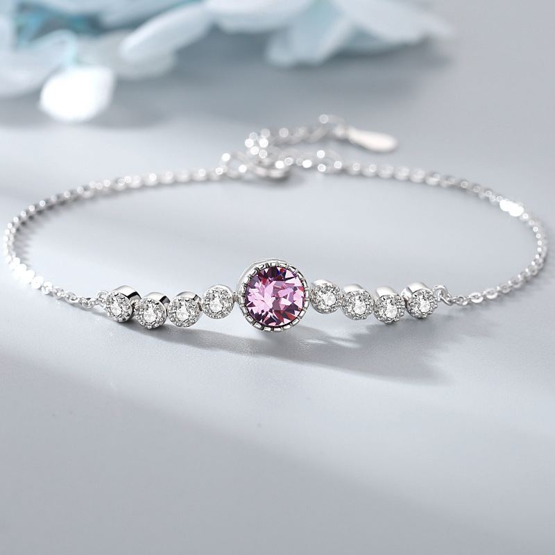 S925 Sterling Silver Ocean Heart Crystal Bracelet for Women