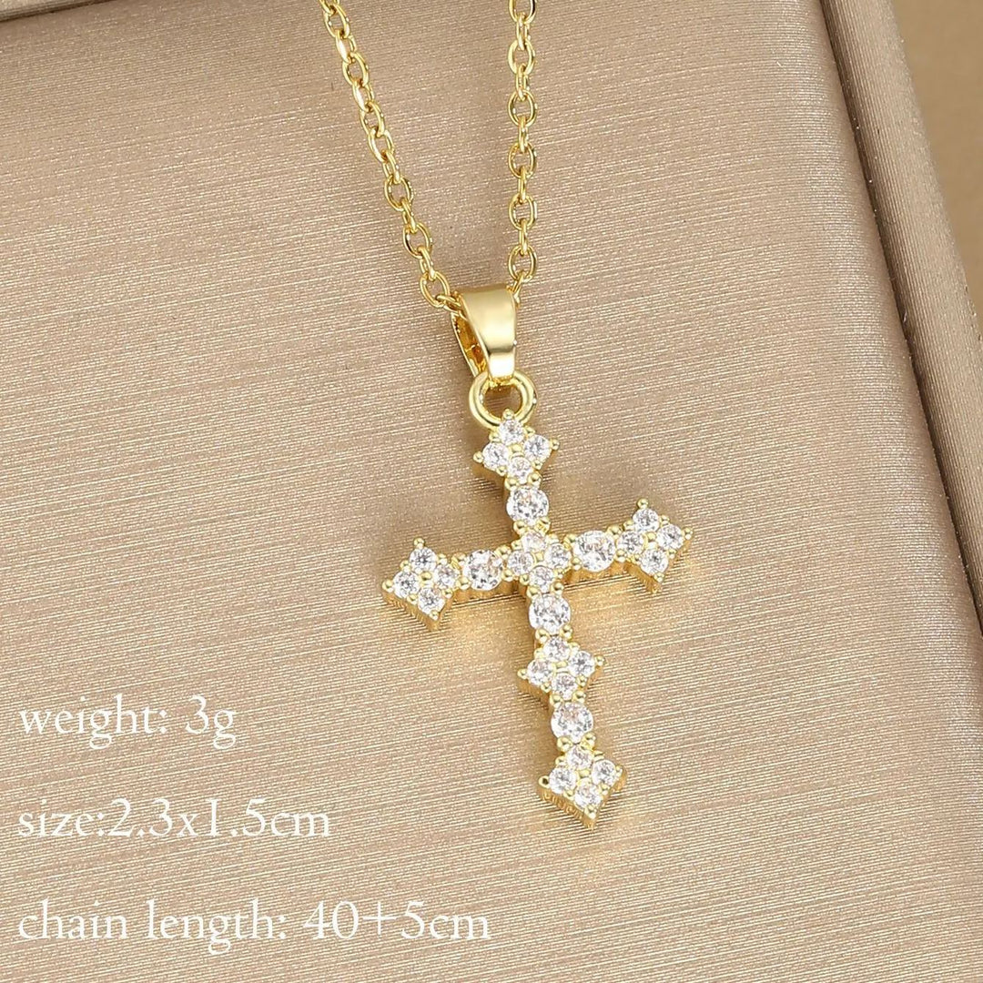 Full Rhinestone Cross Necklace Choker – American Hip-Hop Minimalist Design
