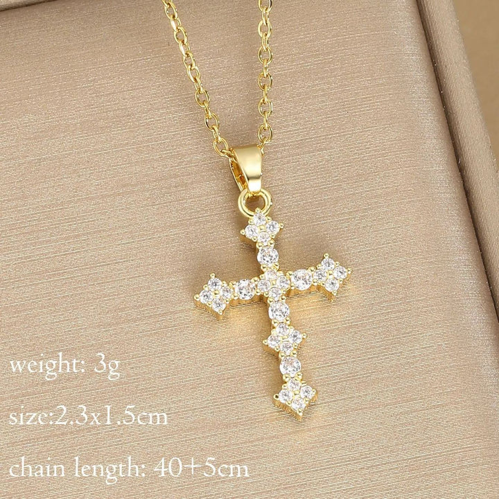 Full Rhinestone Cross Necklace Choker – American Hip-Hop Minimalist Design