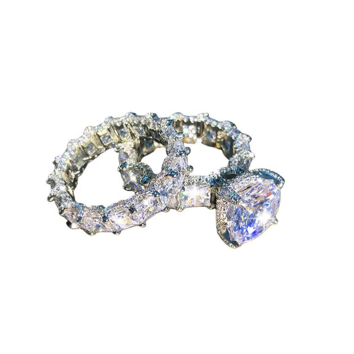 Fashion Large Zircon Statement Ring Set for Women