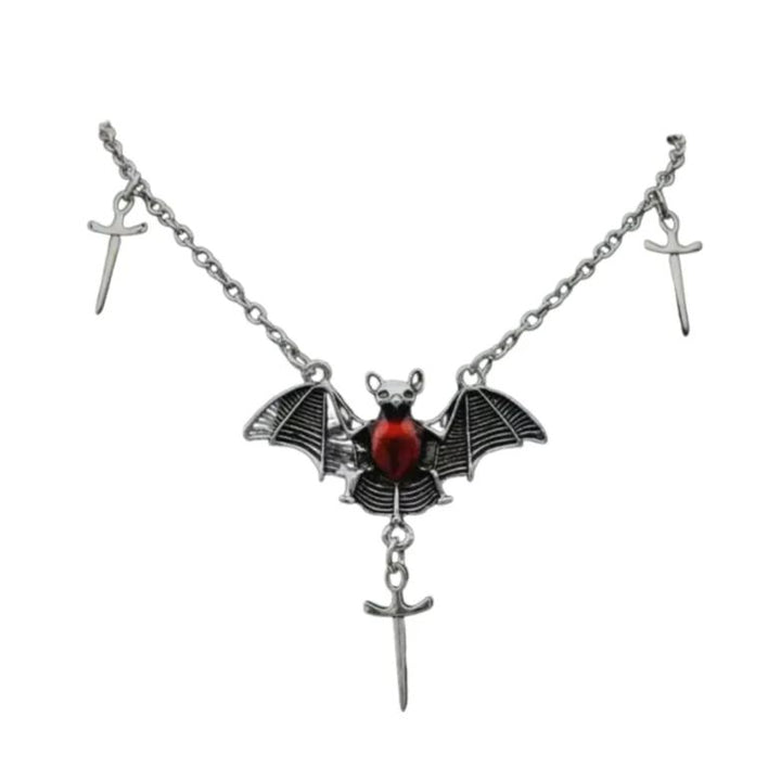 Halloween Gothic Heart Bat Necklace – Retro Punk Style Jewelry