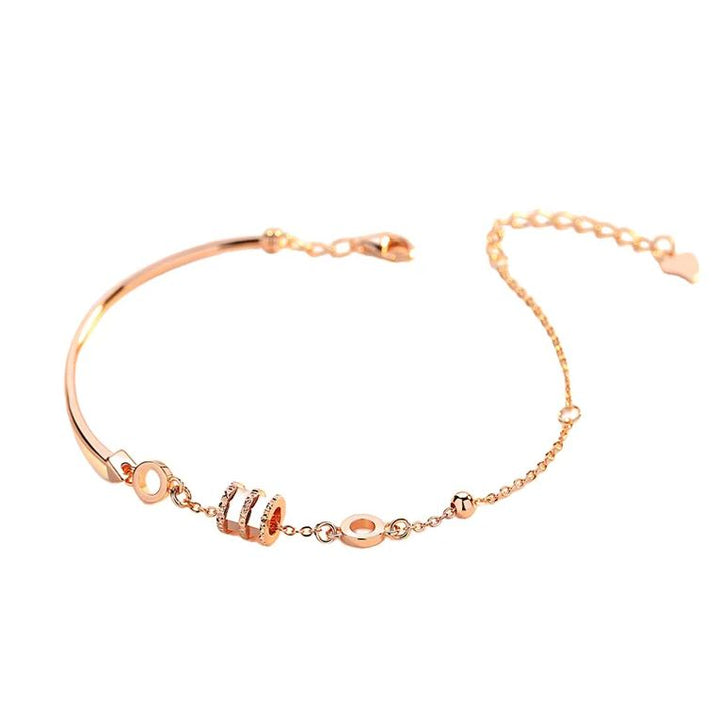 S925 Sterling Silver Lucky Wheel Bracelet for Women – Rose Gold Plated, Luxurious Pavé Design
