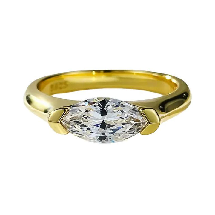 925 Sterling Silver Marquise-Cut Zircon Couple Ring