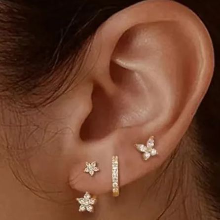 Zircon Butterfly, Flower, Star & Moon Earring Set – Elegant Luxury Style