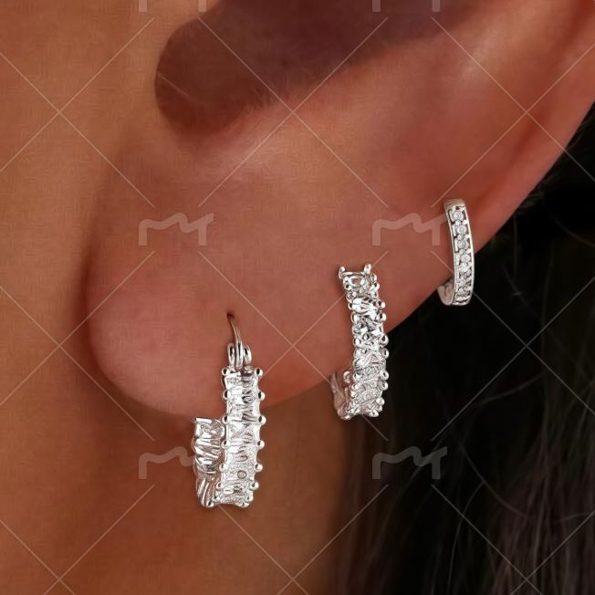Luxury Gold-Plated Brass Full Zircon Circle Earring Set for Women