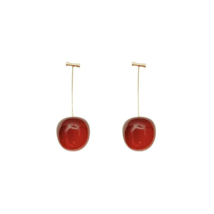 S925 Sterling Silver Cherry Dangle Earrings – Elegant Long Fruit Style Design
