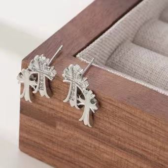Creative Cross Zircon Earrings – Brass with Real Gold Plating