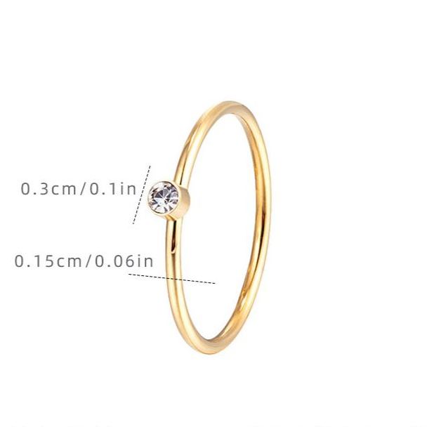 14K Gold-Filled Minimalist Zircon Ring for Women