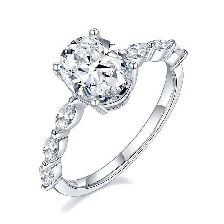 S925 Sterling Silver Luxury Carat Diamond Ring – Sparkling Engagement Proposal Ring
