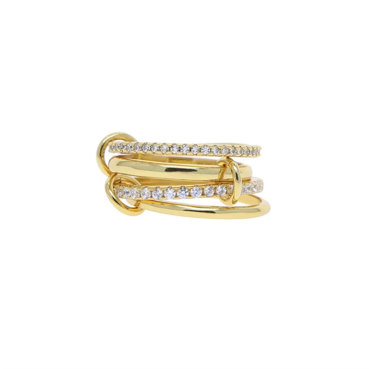 Stacked Diamond Ring 18K Gold & Silver Dual-Tone Band