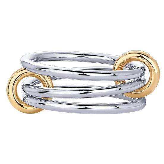 Stacked Diamond Ring 18K Gold & Silver Dual-Tone Band