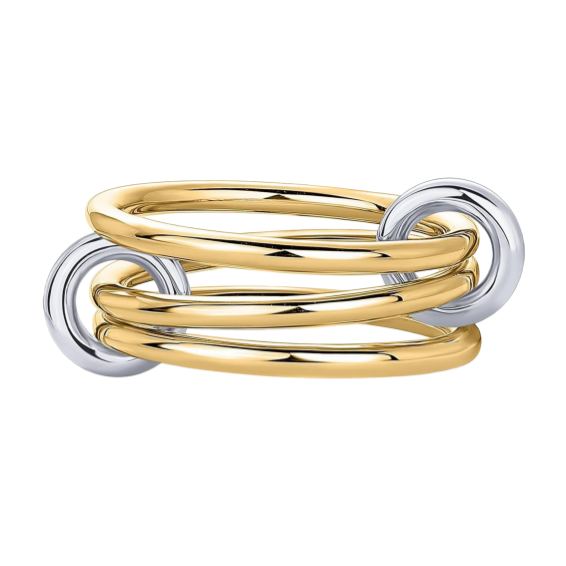 Stacked Diamond Ring 18K Gold & Silver Dual-Tone Band