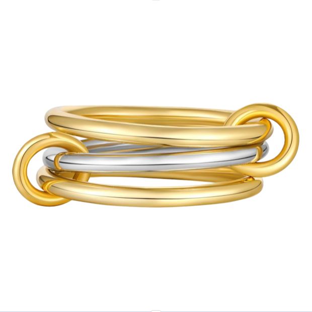 Stacked Diamond Ring 18K Gold & Silver Dual-Tone Band