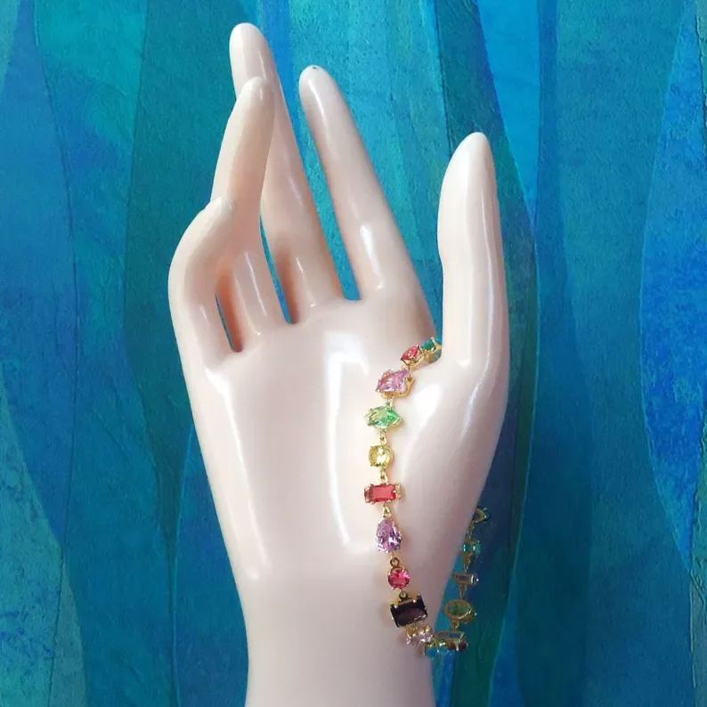 Colorful Crystal Candy Bracelet for Women – Chic Minimalist Zircon Jewelry