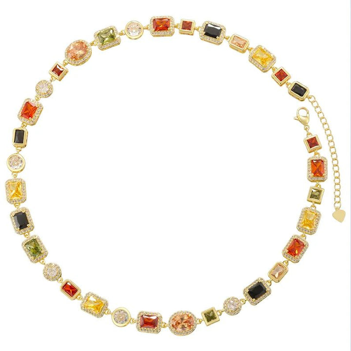 Elegant Square Zircon Choker Necklace – Luxury Shiny Collar