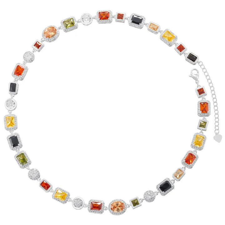 Elegant Square Zircon Choker Necklace – Luxury Shiny Collar