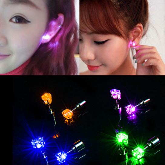 LED Glowing Crown Stud Earrings for Couples – Party Light-Up Jewelry