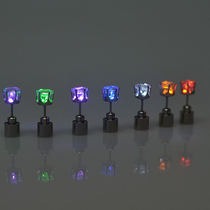 LED Glowing Crown Stud Earrings for Couples – Party Light-Up Jewelry