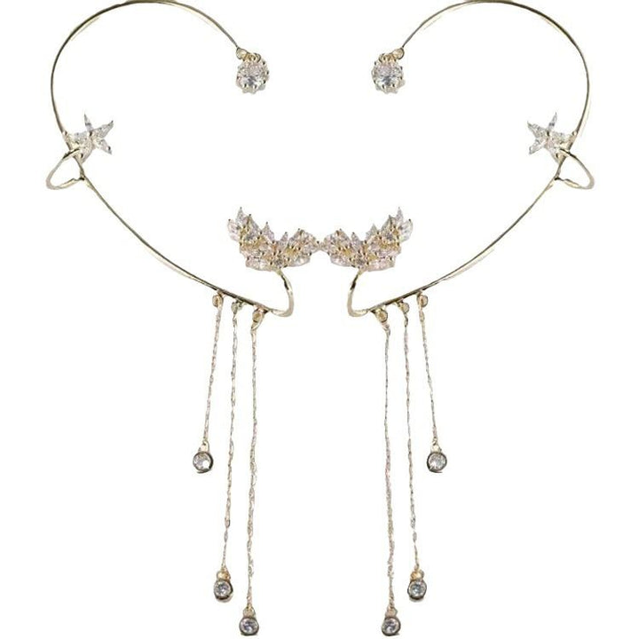 Luxury Rhinestone Butterfly Tassel Ear Cuff