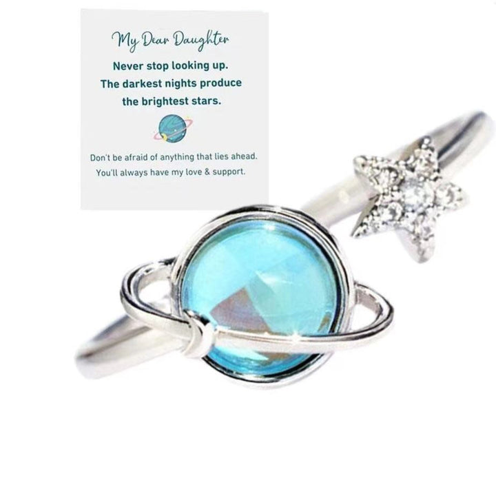 S925 Silver Rotatable Planet Open Ring