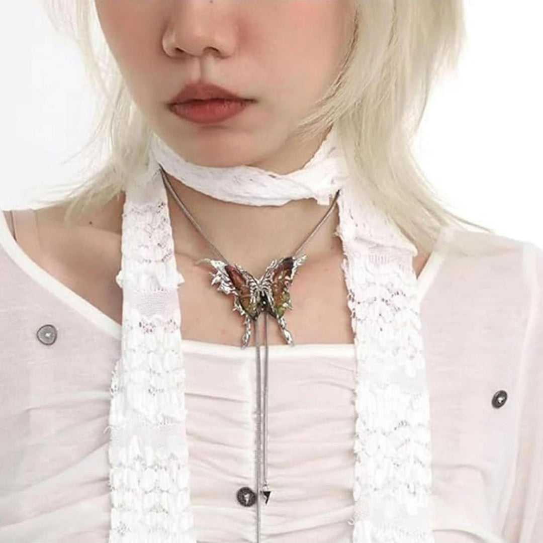 Interchangeable Butterfly Pendant Adjustable Necklace
