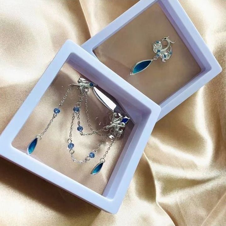 S925 Silver Asymmetric Peacock Earrings