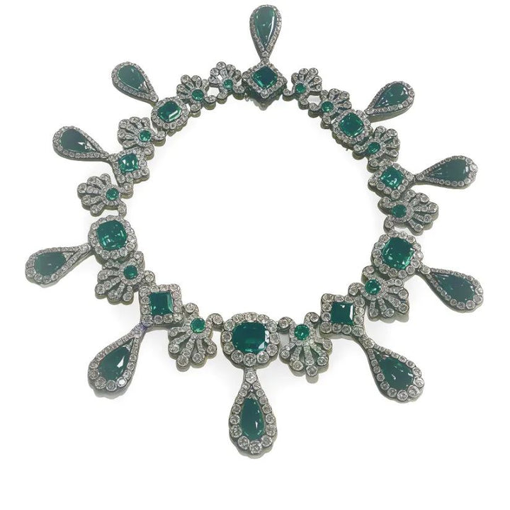 Louvre Emerald Green Necklace & Earrings Set