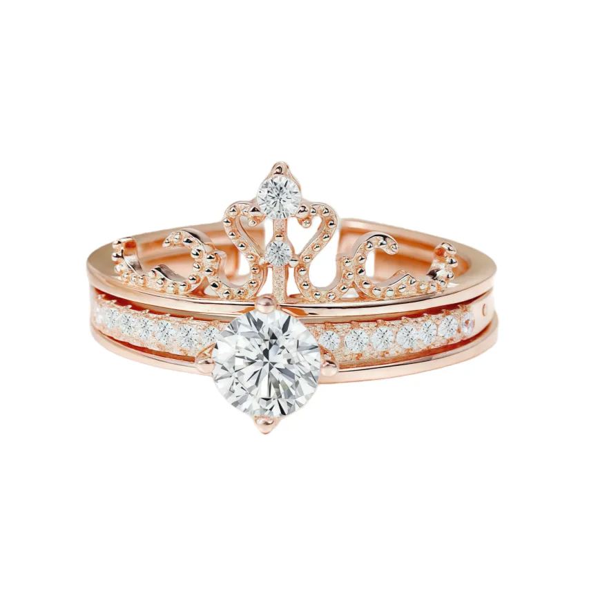 2-in-1 Detachable Crown Stacking Ring for Women