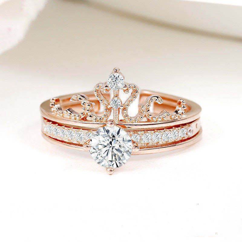 2-in-1 Detachable Crown Stacking Ring for Women