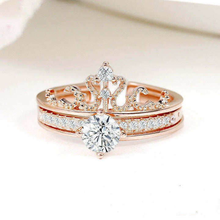 2-in-1 Detachable Crown Stacking Ring for Women
