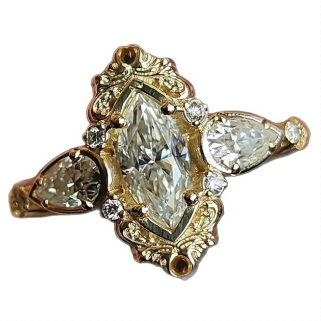 Victorian Style Marquise Cut Vintage Diamond Ring