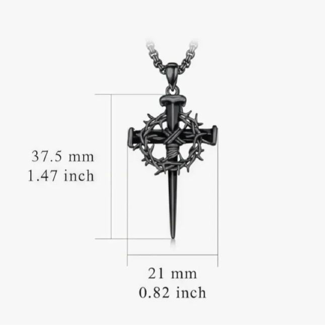 Gothic Thorned Cross Necklace – Vintage Floral Halo Pendant