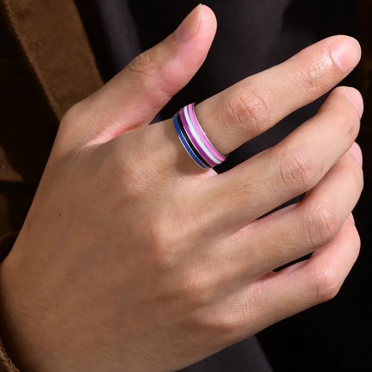 Titanium Enamel Colorful Ring