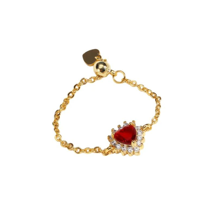 Elegant Ocean Heart Adjustable Chain Ring for Women — Vintage Chic Design