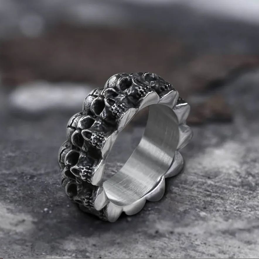 Vintage Men's Demon Skull Ring – Bold Gothic Style (Size 7–13)